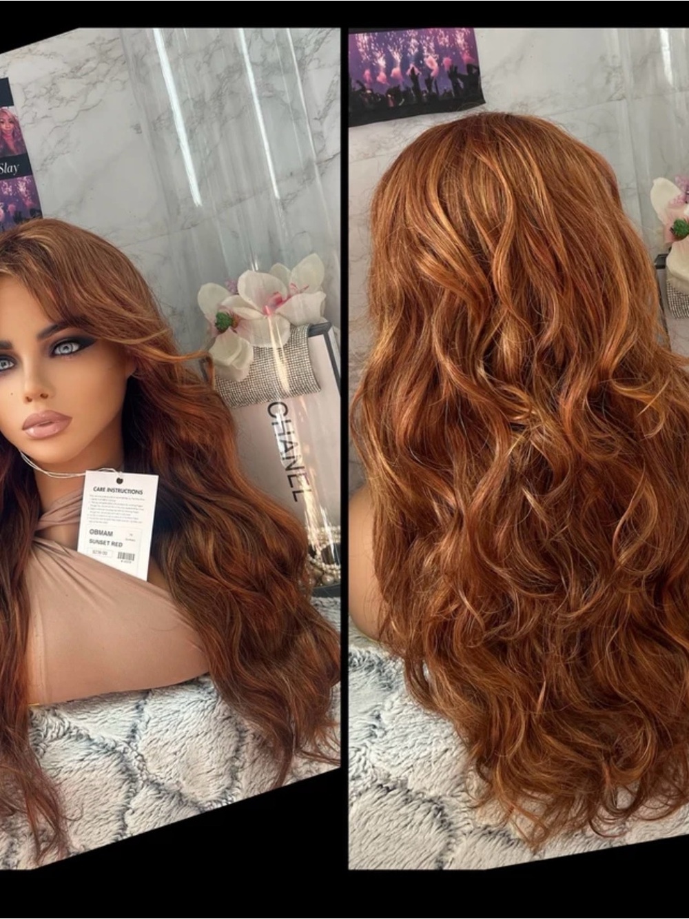 Tony Of Beverly OBMAM Sunset Red MONOFILAMENT Bang Lace Front Wig - Picture 6 of 8